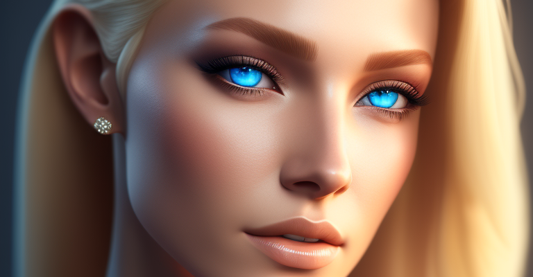 beautiful woman piercing blue eyes