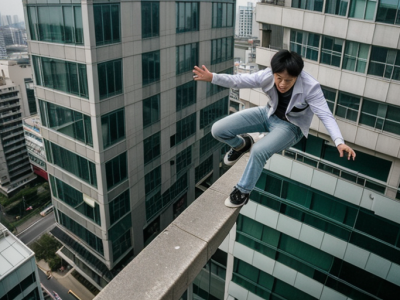 PJ distressed young South Korean man jumping 1