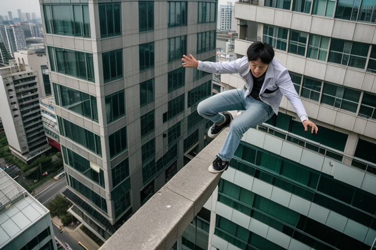 PJ distressed young South Korean man jumping 1