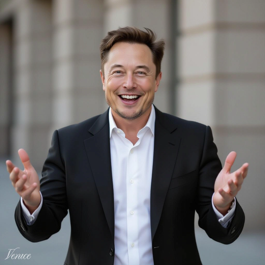 Elon Musk looking excited
