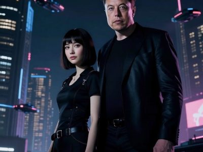 Elon Musk with ai-generated girl