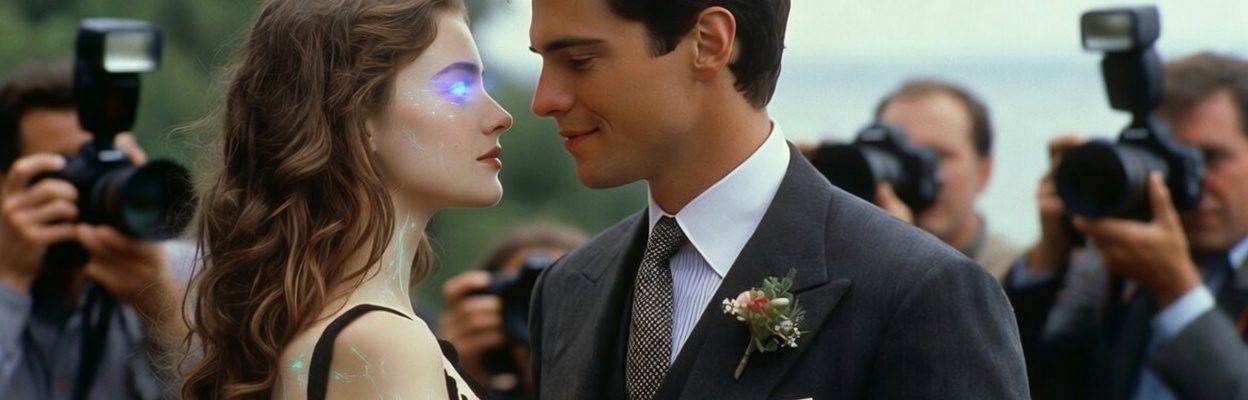 Paparazzi photgraphing hollywood celeb dating AI girlfriend