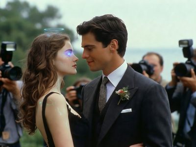 Paparazzi photgraphing hollywood celeb dating AI girlfriend